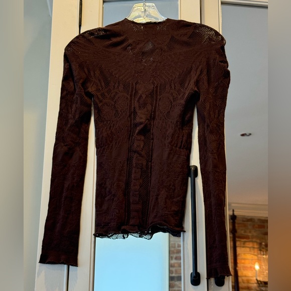 Just Cavalli Brown Lace Stretch Bodycon Top Made in Italy Size I (US Small/4) - Picture 3 of 9